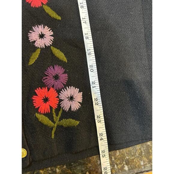 Vintage Floral Embroidered Hand Knit Sweater Vest Sz M Grandma Cottagecore - Picture 5 of 6